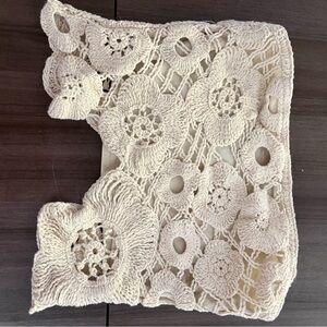 Blue Blush Ivory Crochet Lace Top